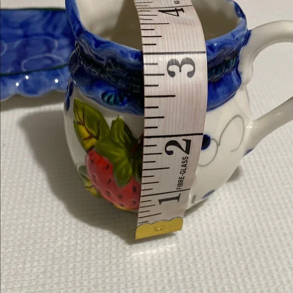 Vintage Strawberry Creamer, Sugar Bowl w/ Lid and Tray Set - Picture 10 of 10